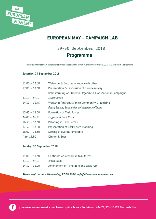 Invitation European May – Campaign LAB 29:30.09